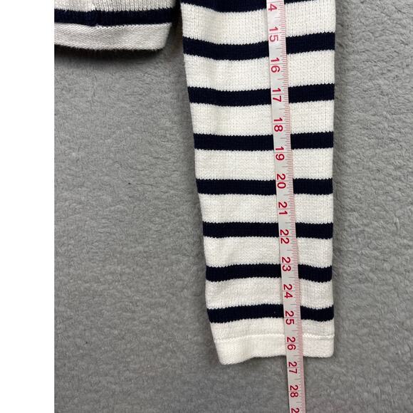 Jessica Simpson Cardigan Nautical Stripe Cropped White Blue Gold Buttons Size XL - Picture 6 of 9